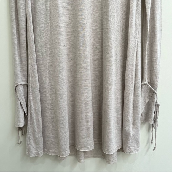 Free People Beach oatmeal tan tunic top raw edges tie wrists casual size medium - Picture 4 of 8